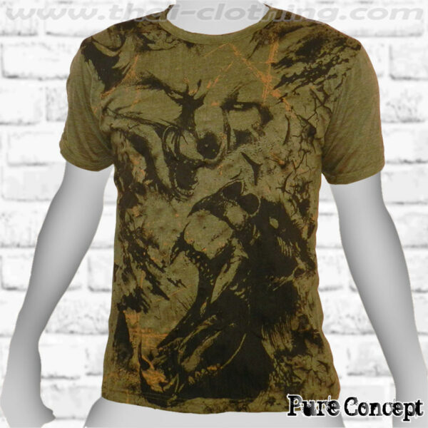 Wild Fighter / Wolves - Olive Green Pure Concept MEN T-Shirt Tee