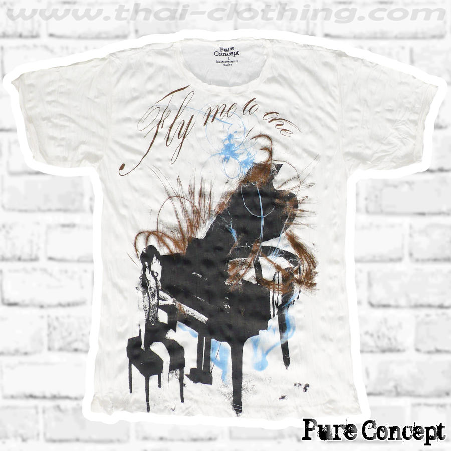 Classic Piano “fly me to the …” - White Pure Concept MEN T-Shirt Tee
