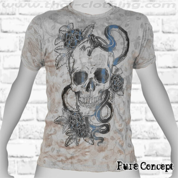 Skull Snake Roses - Light Grey Pure Concept MEN T-Shirt Tee