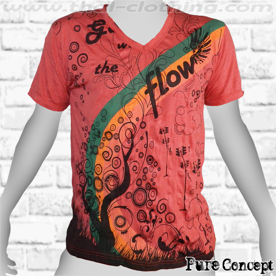 Rainbow / Go With The Flow - Dark Red Pure Concept MEN T-Shirt Tee