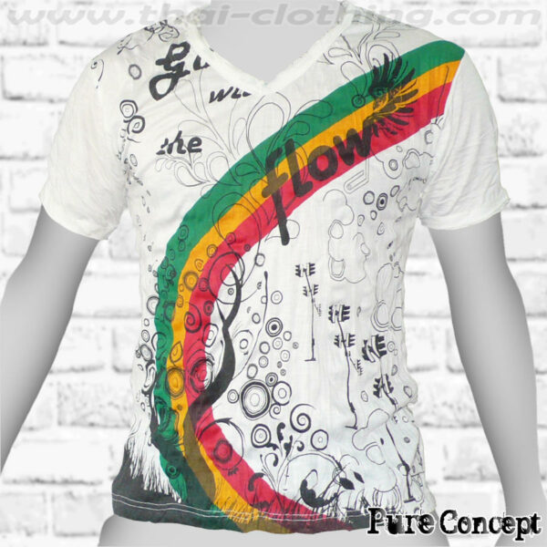Rainbow / Go With The Flow - White Pure Concept MEN T-Shirt Tee