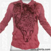 Leopard - Ruby Red Long Sleeve Hoodie size L
