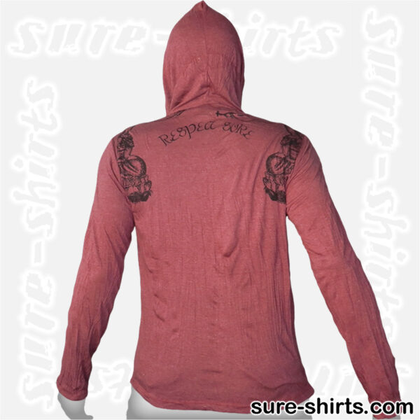 Buddha Respect - Ruby Red Long Sleeve Hoodie size L