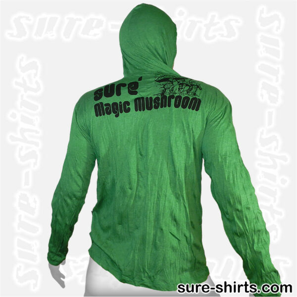Magic Mushrooms - Green Long Sleeve Hoodie size L