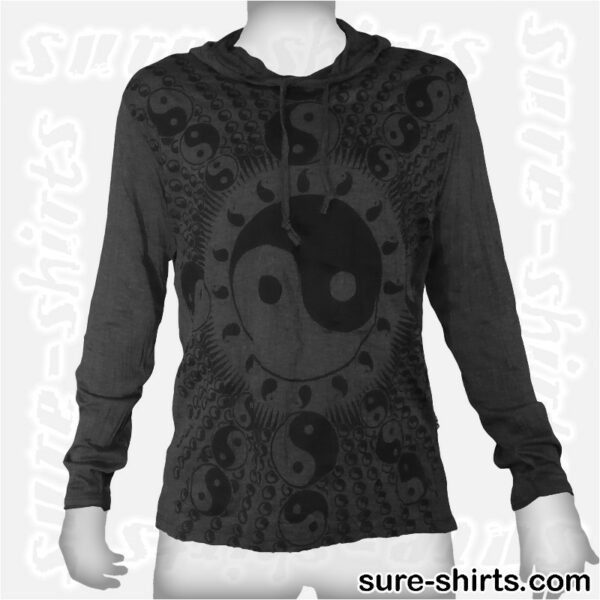 Yin Yang - black Long Sleeve Hoodie size L