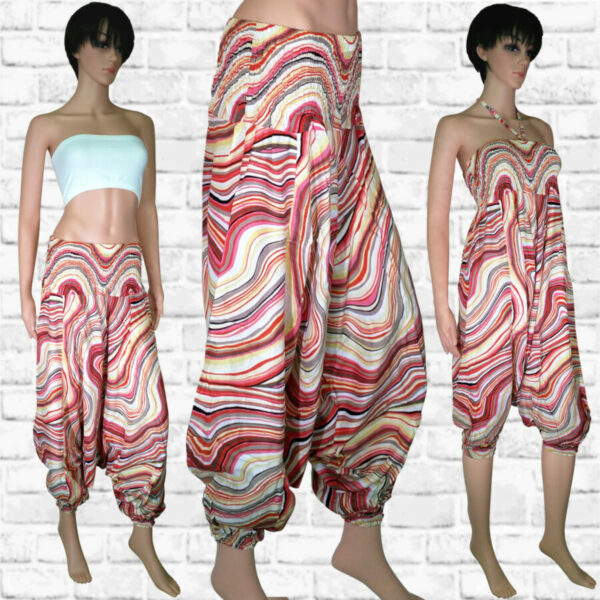 Harem Pants Dress - Candy - Wavy Lines