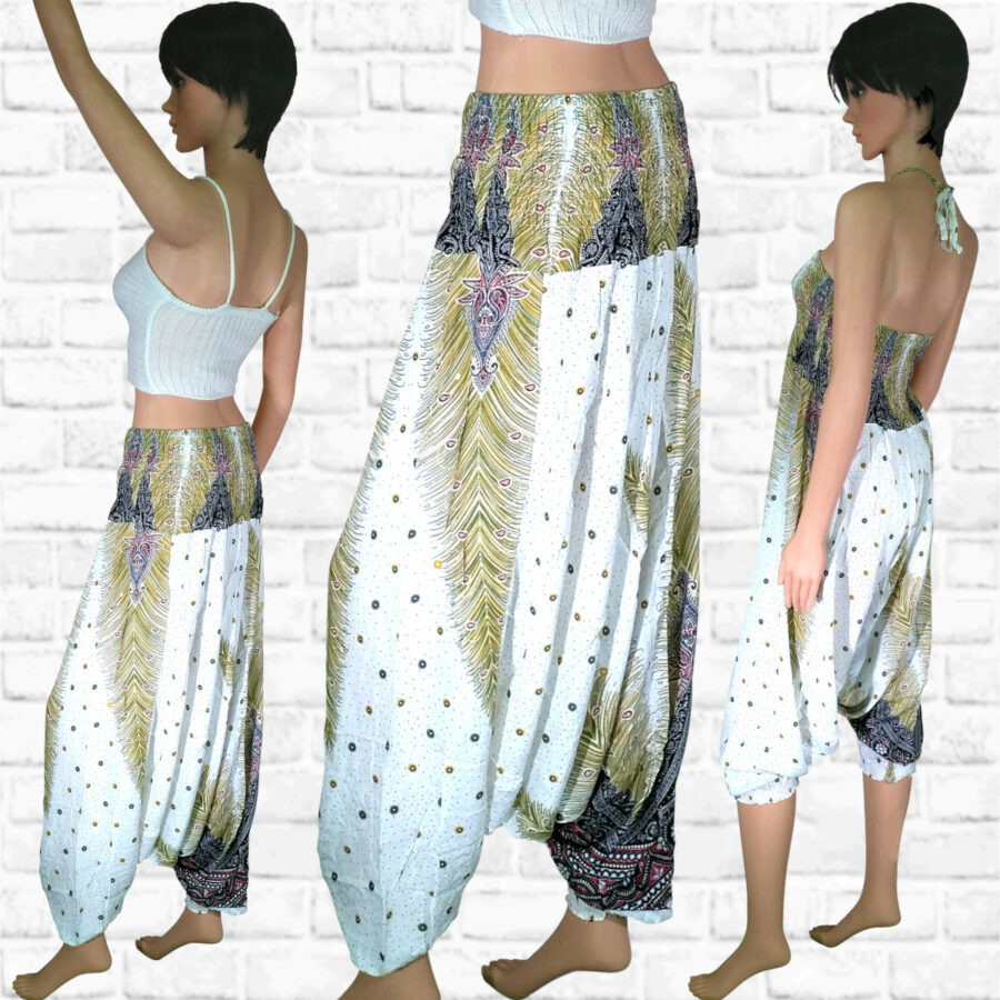 Harem Pants Dress - Peacock Feathers