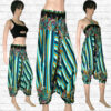 Harem Pants Dress - Stripes and Tendrils - turquoise
