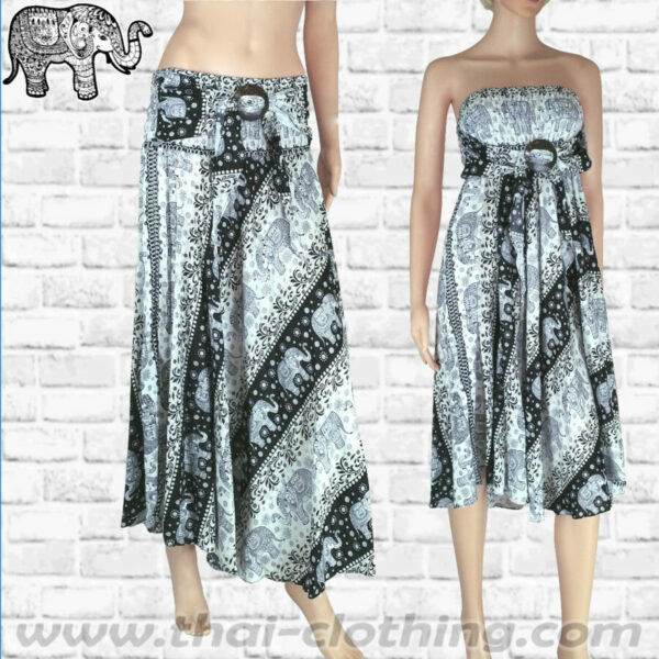 Thai Elephant Skirt-Dress Women - White