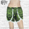 Thai Elephant Mini Shorts Pom Pom Women - Green