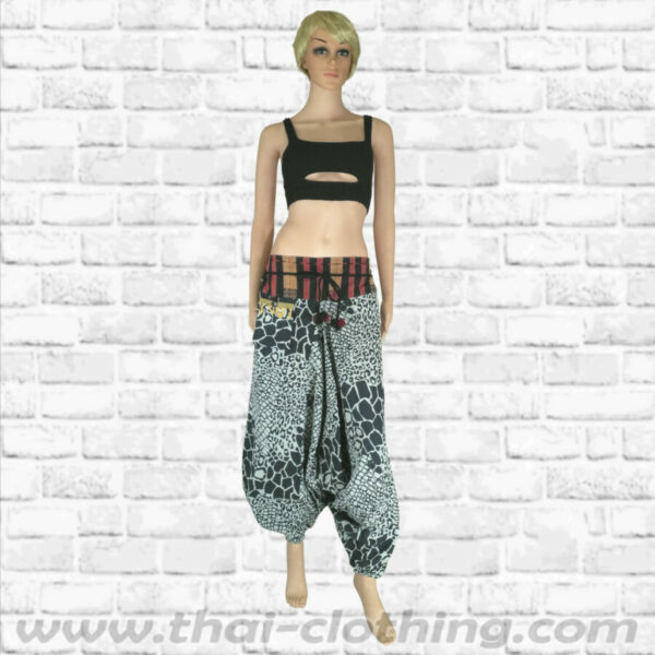 Thai Hmong Harem Pants - cotton - Jaguar / Tortoise