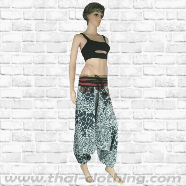 Thai Hmong Harem Pants - cotton - Jaguar / Tortoise