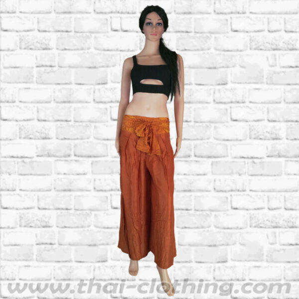 Thai Wide Rayon Ribbon Pants - Leaves