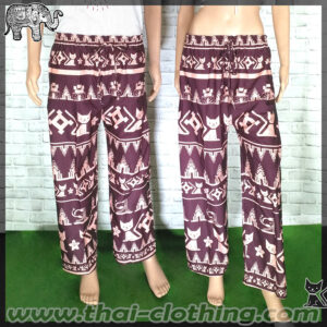 Elephant Pants / CAT Pants - Italian Silk (slim) - Brown-Light Pink