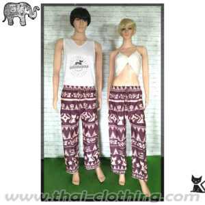 Elephant Pants / CAT Pants - Italian Silk (slim) - Brown-Light Pink