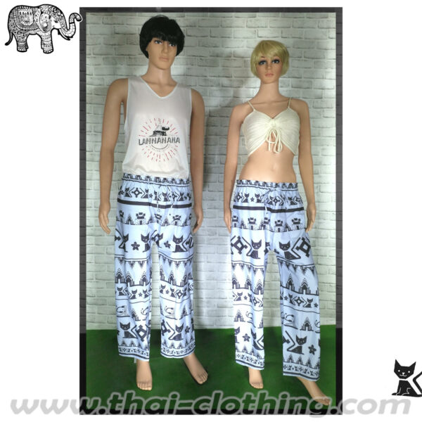 Elephant Pants / CAT Pants - Italian Silk (slim) - Light Blue-Black