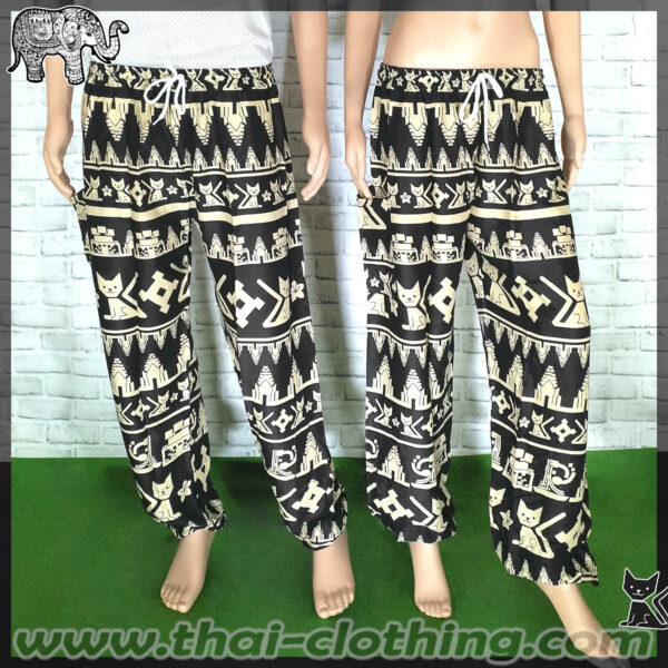 Rayon Elephant CAT Pants - XL - Black-Cream