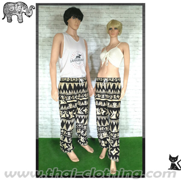 Rayon Elephant CAT Pants - XL - Black-Cream