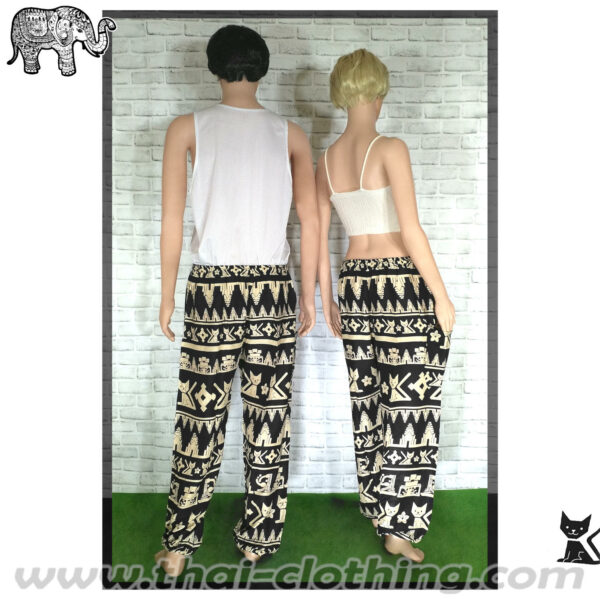 Rayon Elephant CAT Pants - XL - Black-Cream