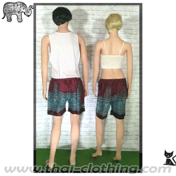 Elephant Pants Elephant Shorts Flowers - L/XL - Dark Red, Teal