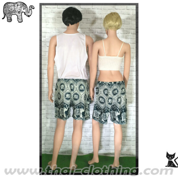 Elephant Pants Elephant Shorts - L/XL - Dark Green, White
