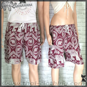 Elephant Pants Elephant Shorts - L/XL - Dark Red, White