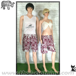 Elephant Pants Elephant Shorts - L/XL - Dark Red, White