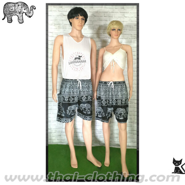 Elephant Pants Elephant Shorts - L/XL - Dark Turquoise, White