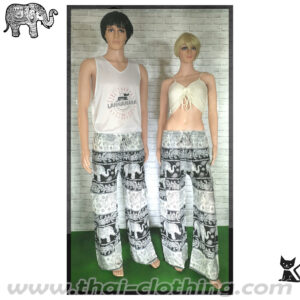 Rayon Elephant Pants - Cozy Cargo (slim!) - White-Black