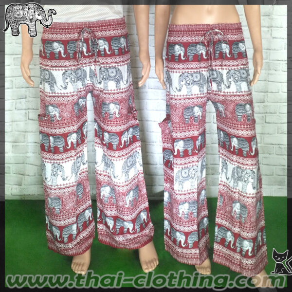 Rayon Elephant Pants - Cozy Cargo (slim!) - Red-White-Black