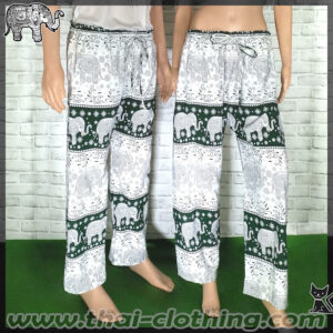 Elephant Pants - Italian Silk (slim) - Green-White-Black