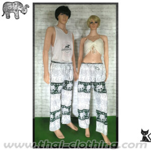 Elephant Pants - Italian Silk (slim) - Green-White-Black