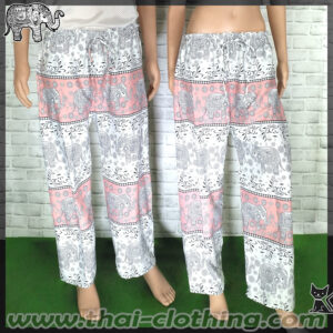 Elephant Pants - Italian Silk (slim) - White-Light Pink-Black