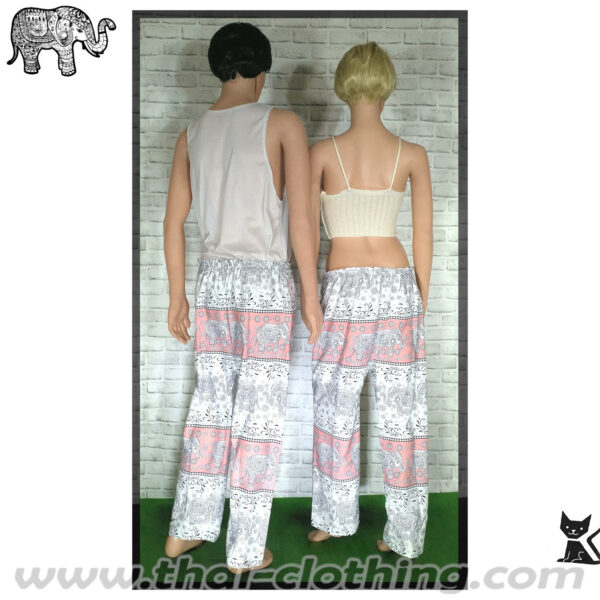 Elephant Pants - Italian Silk (slim) - White-Light Pink-Black