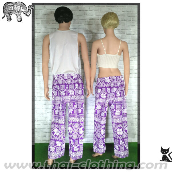 Elephant Pants - Italian Silk (slim) - Violet-White