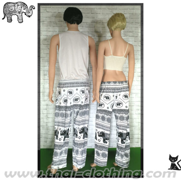 Elephant Pants - Italian Silk (slim) - White-Black