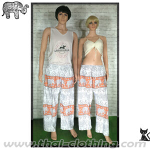 Elephant Pants - Italian Silk XL - Orange-White-Black