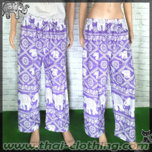 Elephant Pants - Italian Silk XL - Purple-White